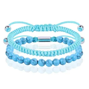 JSJOY Light Blue Beaded Bracelets for Men Boys Bracelet