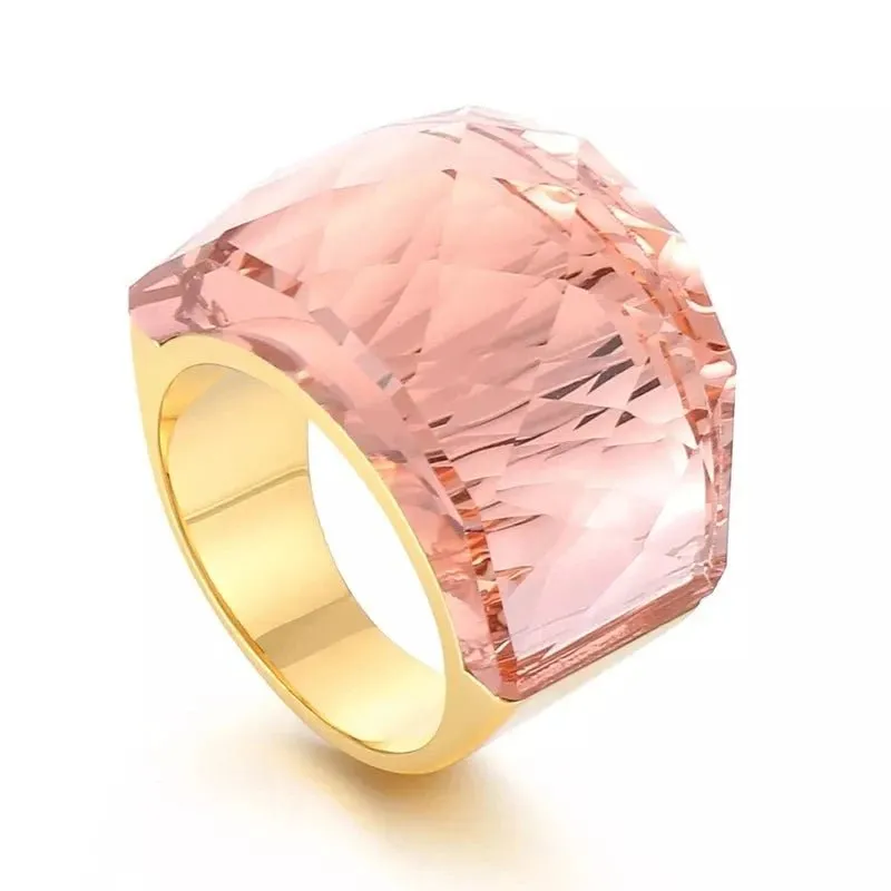 Large Pink Sapphire Ring For Women Engagement Wedding Band Jewelry