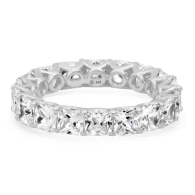 LARGE PRINCESS CUT ETERNITY RING SILVER