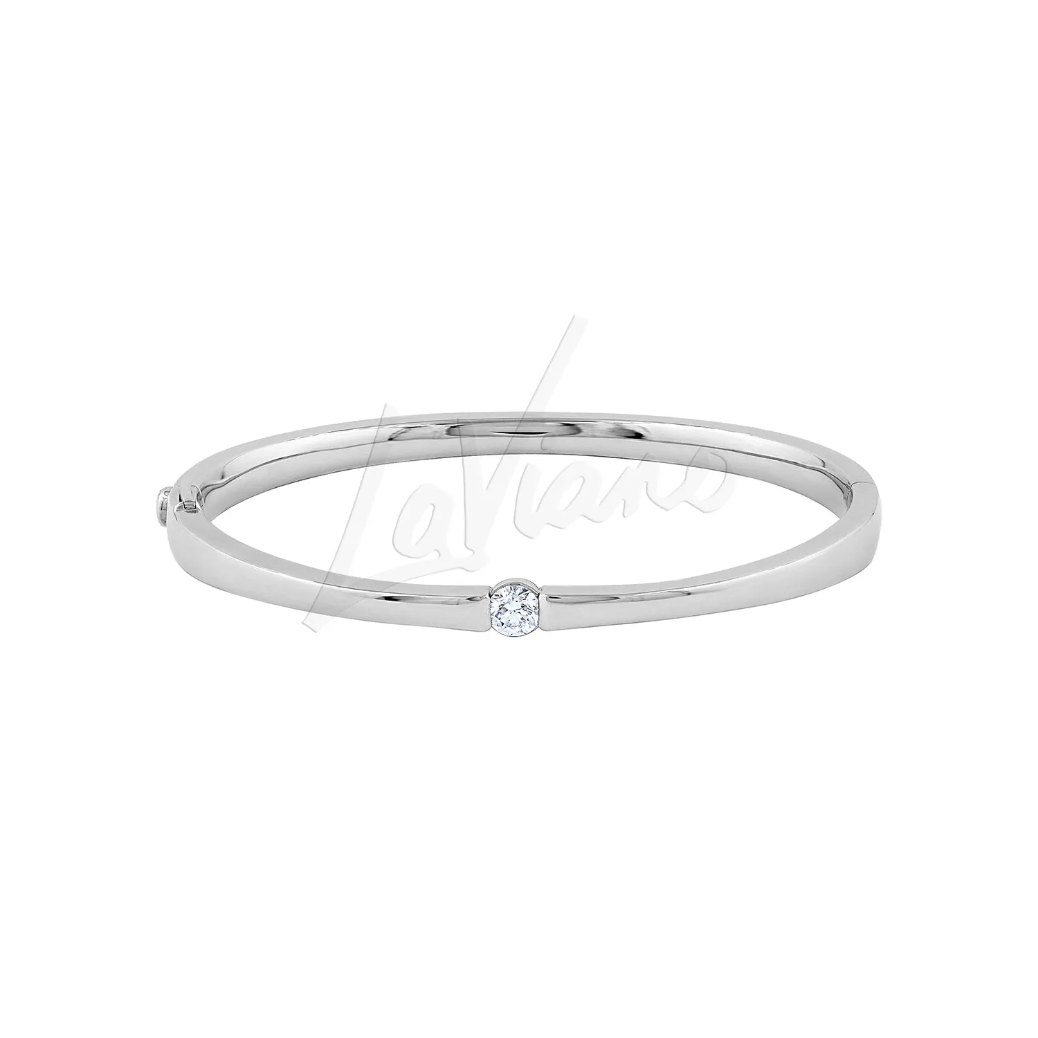 LaViano Fashion 18K White Gold Bangle with Center Diamond