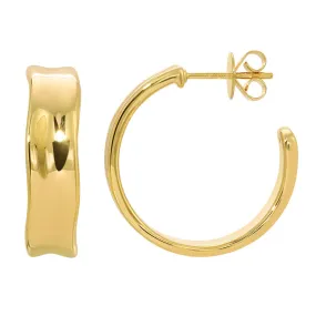 Light Weight Gold Smooth Wide Open Hoop Earrings