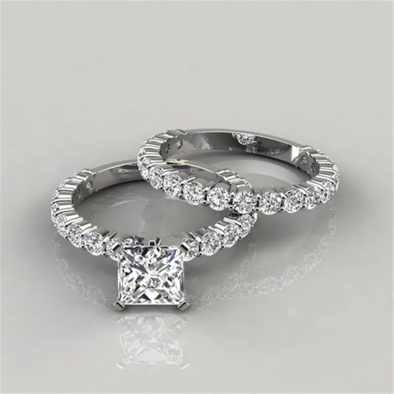 Luxury Gemtone Engagement Silver Ring For Women Wedding Jewelry