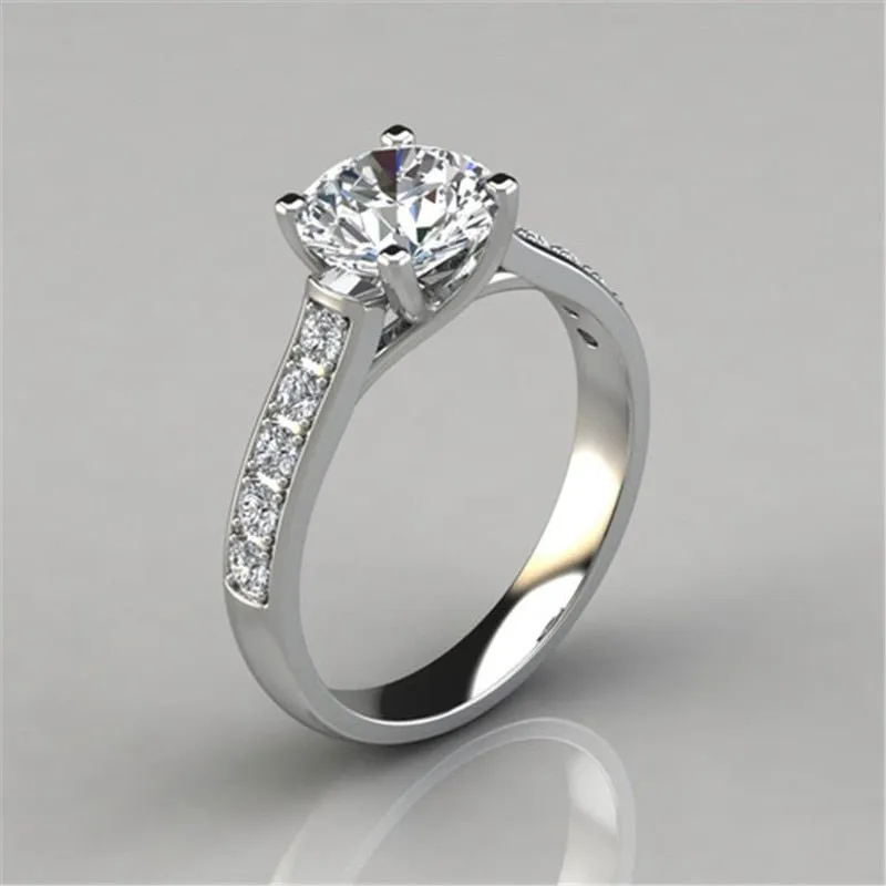 Luxury Gemtone Engagement Silver Ring For Women Wedding Jewelry