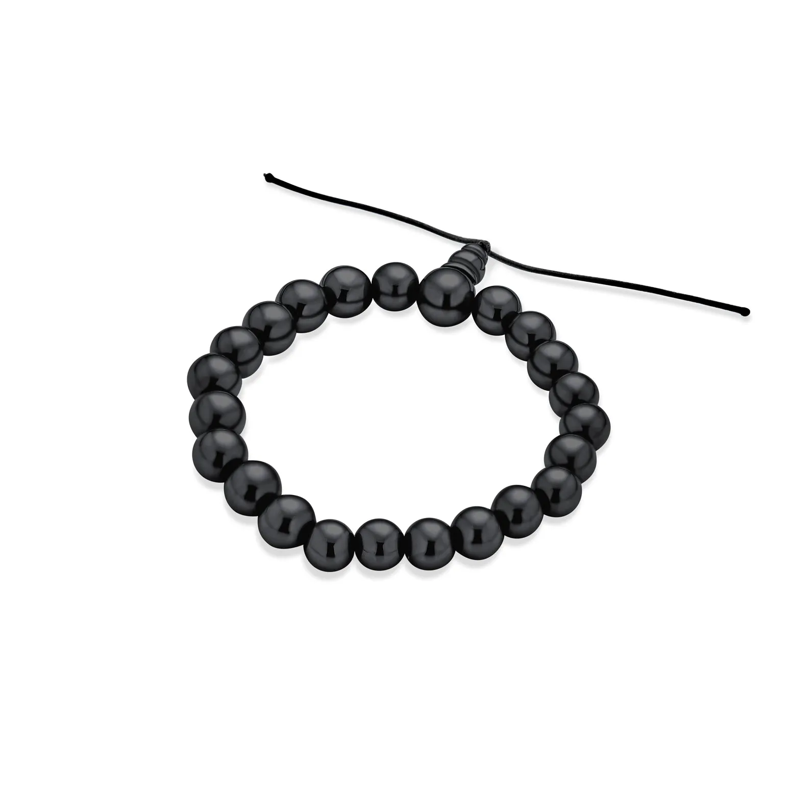 Mala Prayer Hematite Bead Stretch Bracelet for Men Black Grey 8MM