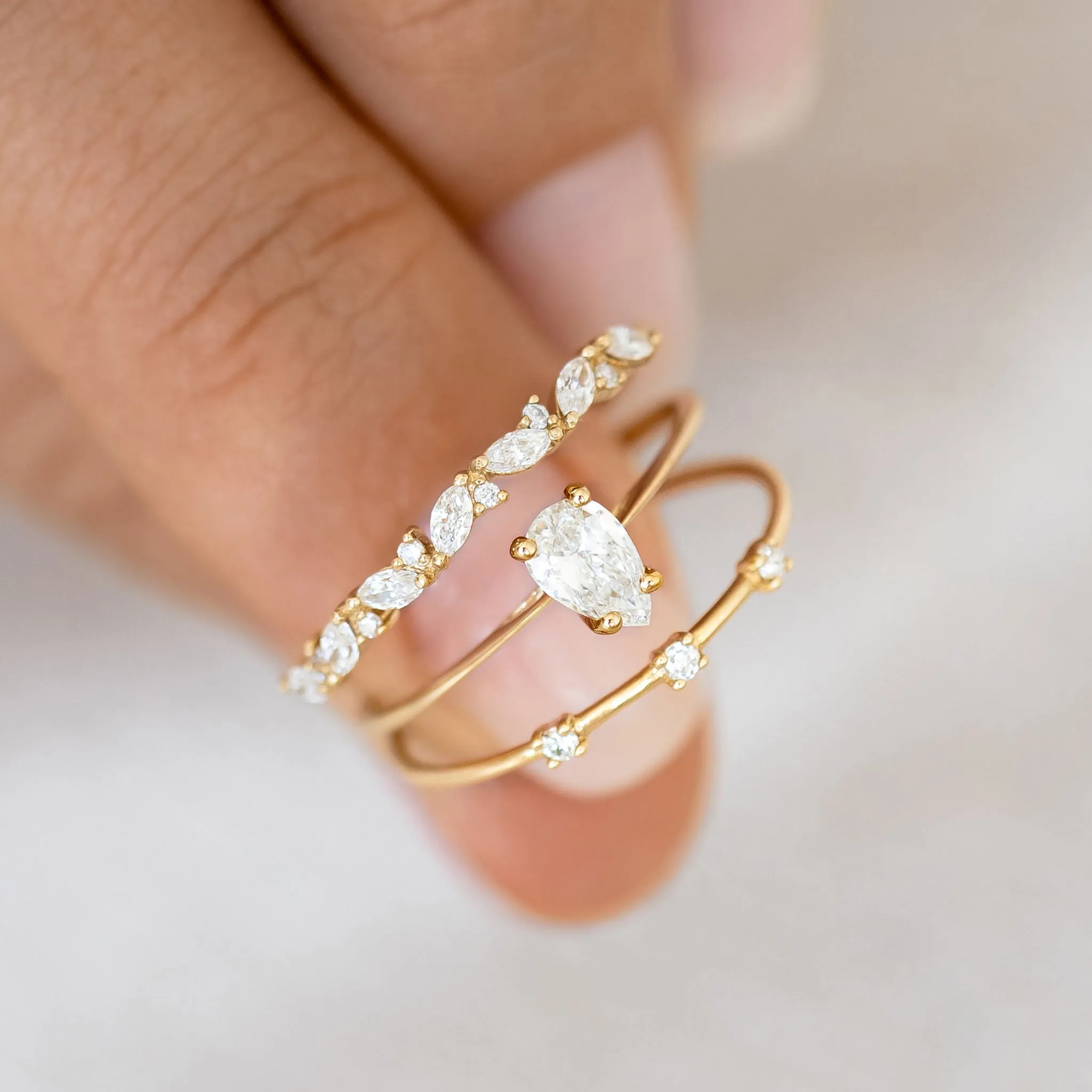 Marquise and Round Diamond Band - Cecilia