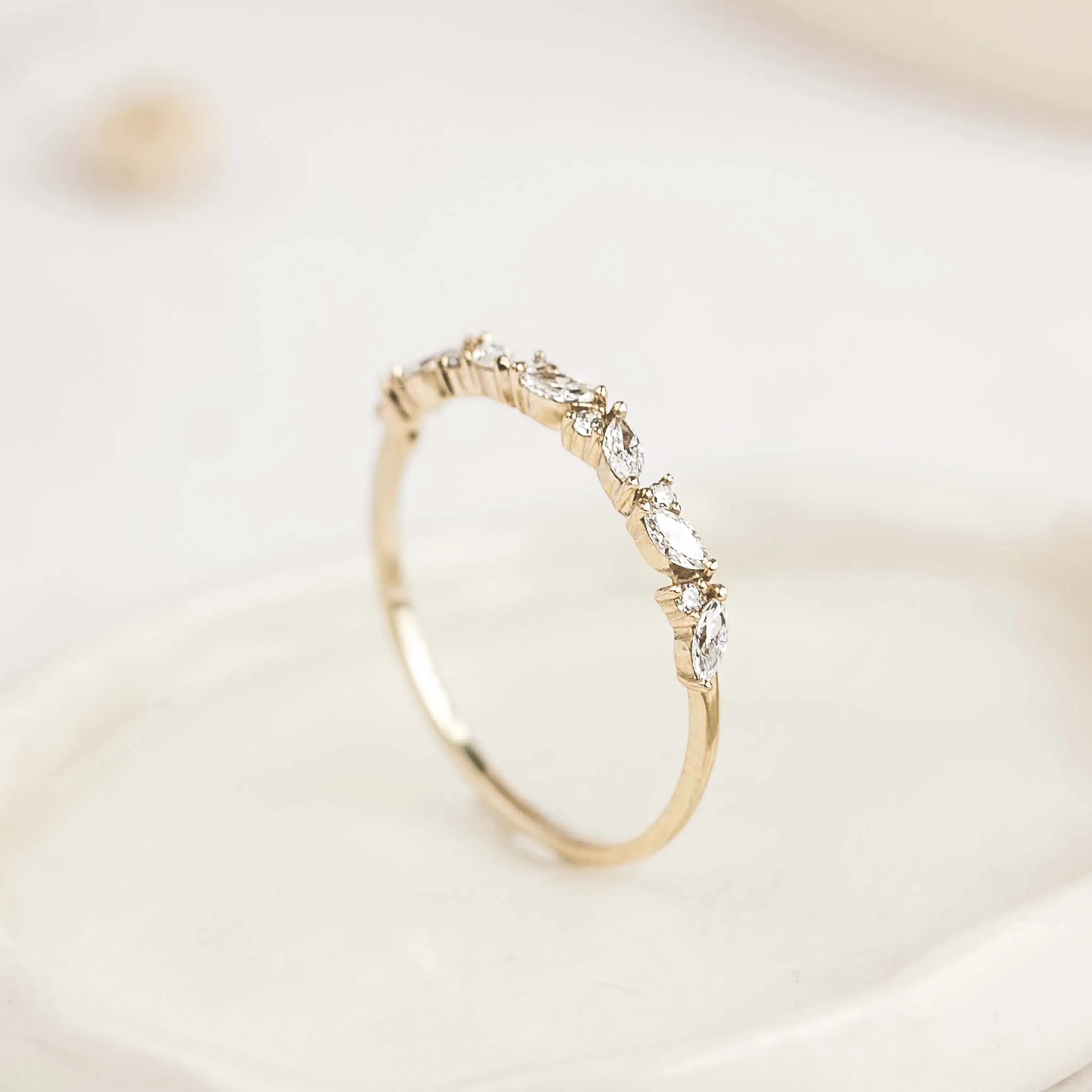 Marquise and Round Diamond Band - Cecilia