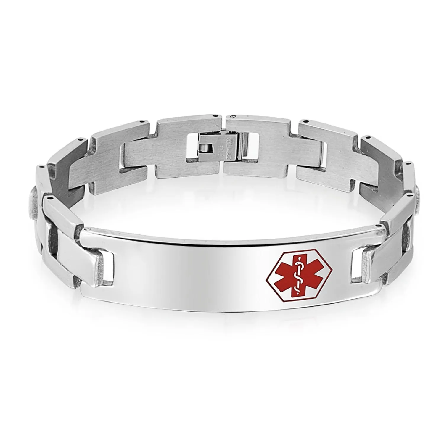 Medical ID Bracelet for Men - Stainless Steel U Link 8 Inch