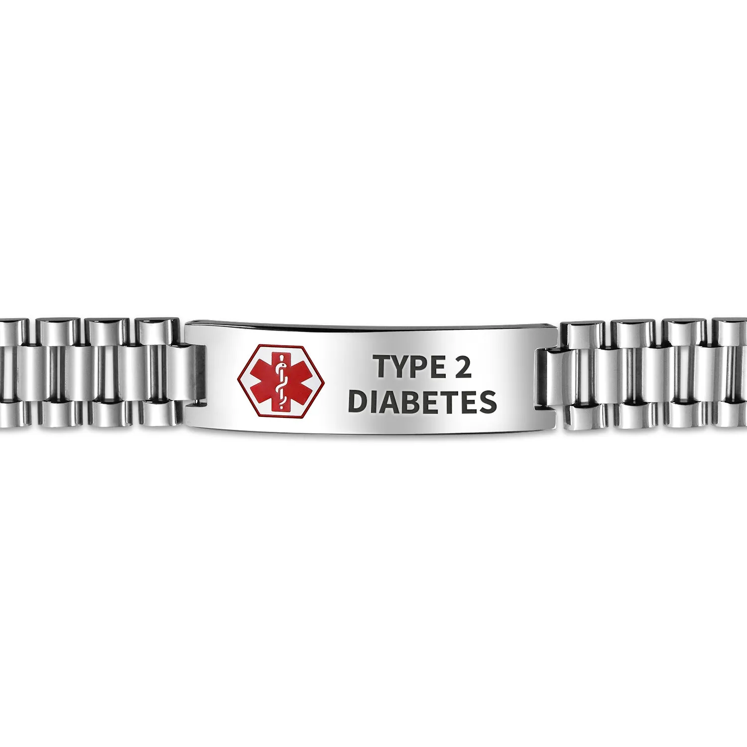 Medical ID Bracelet for Men Steel Link 8.5in Identification Band