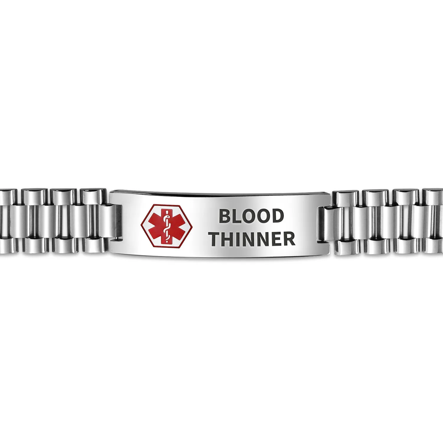 Medical ID Bracelet for Men Steel Link 8.5in Identification Band