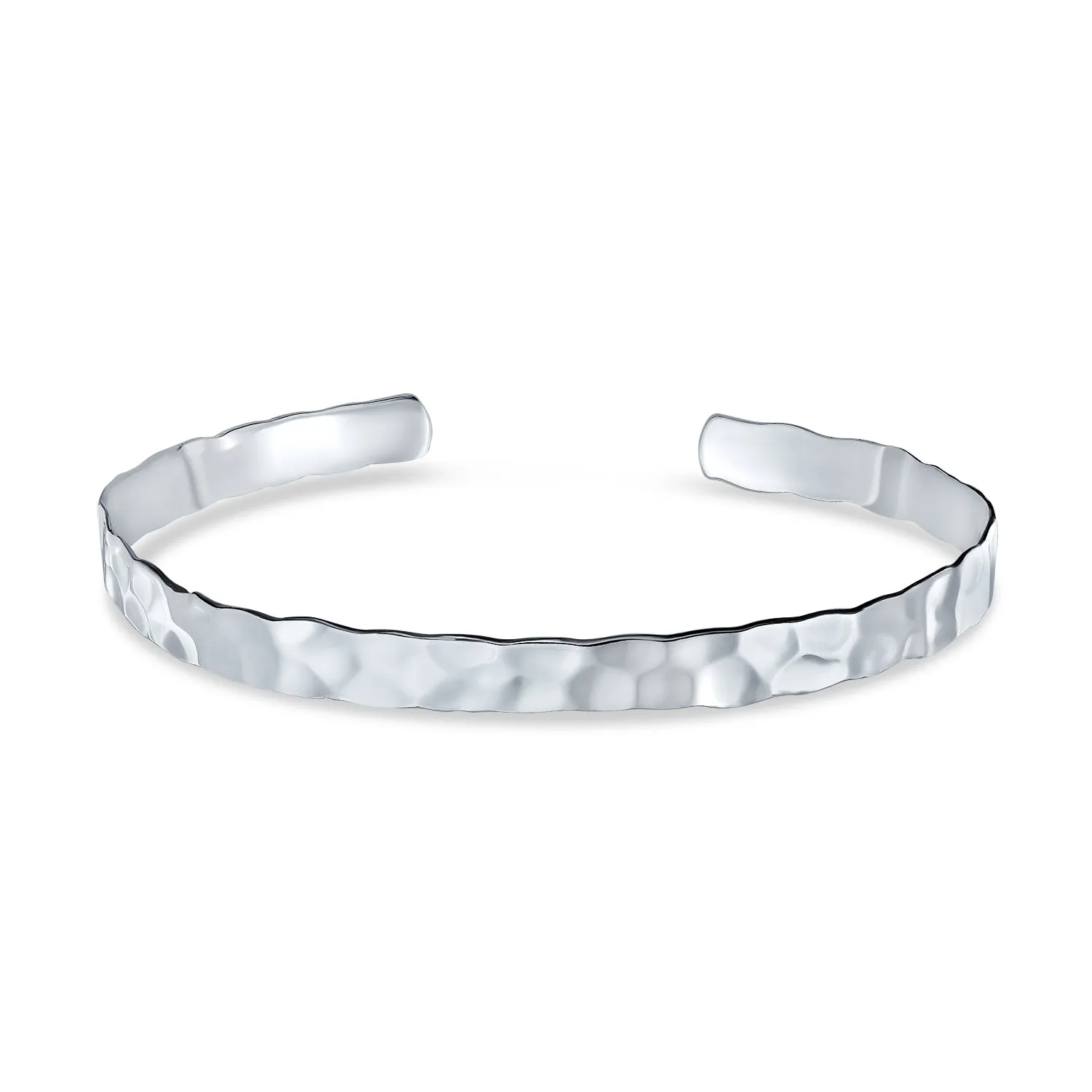 Medium Textured Honeycomb Stackable Hammered Cuff Bracelet in Matte Sterling Silver