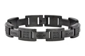 Men's Matte Black Stainless Steel Bracelet W/ Cz's