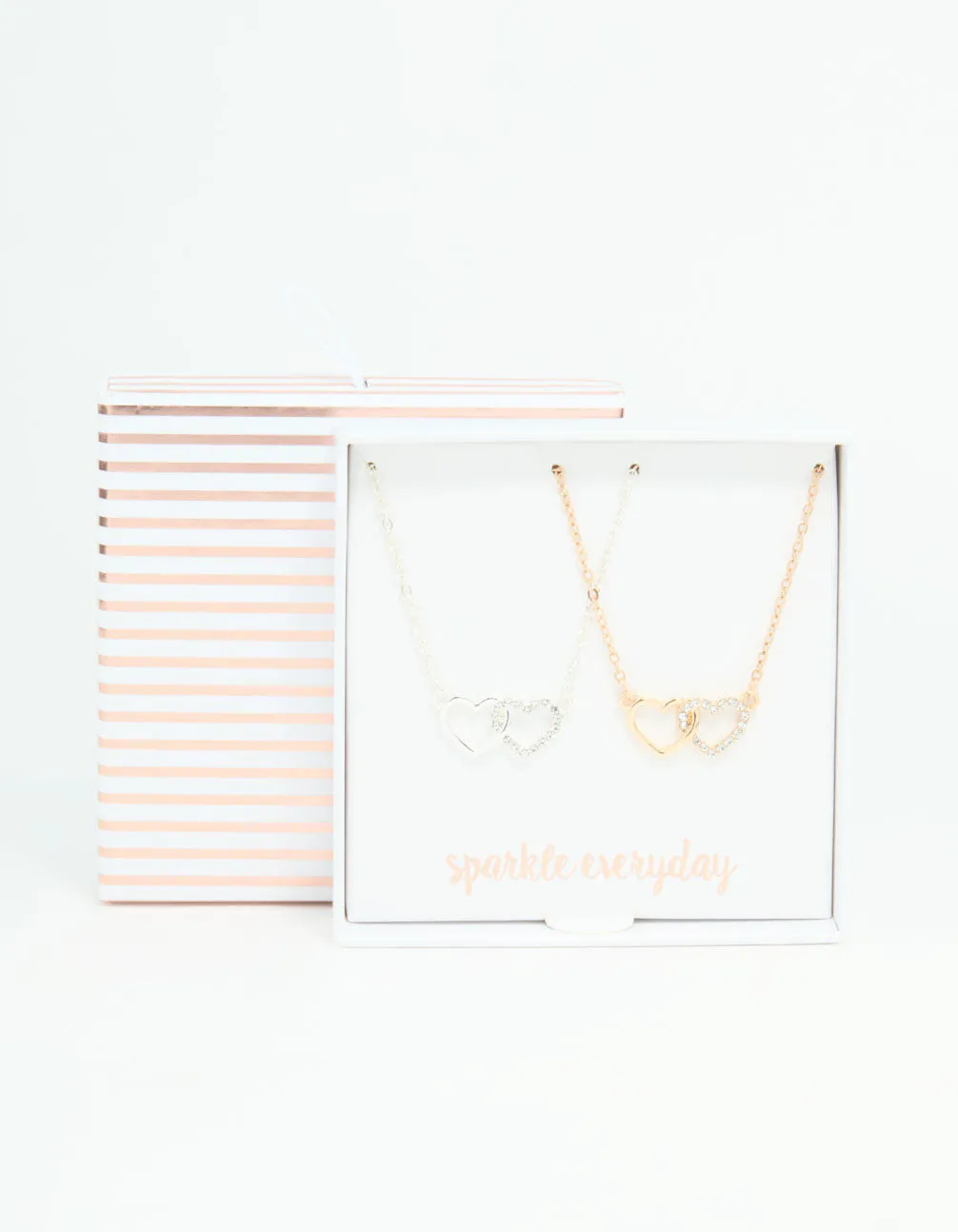 Mixed Metals Double Heart Necklaces 2-Pack