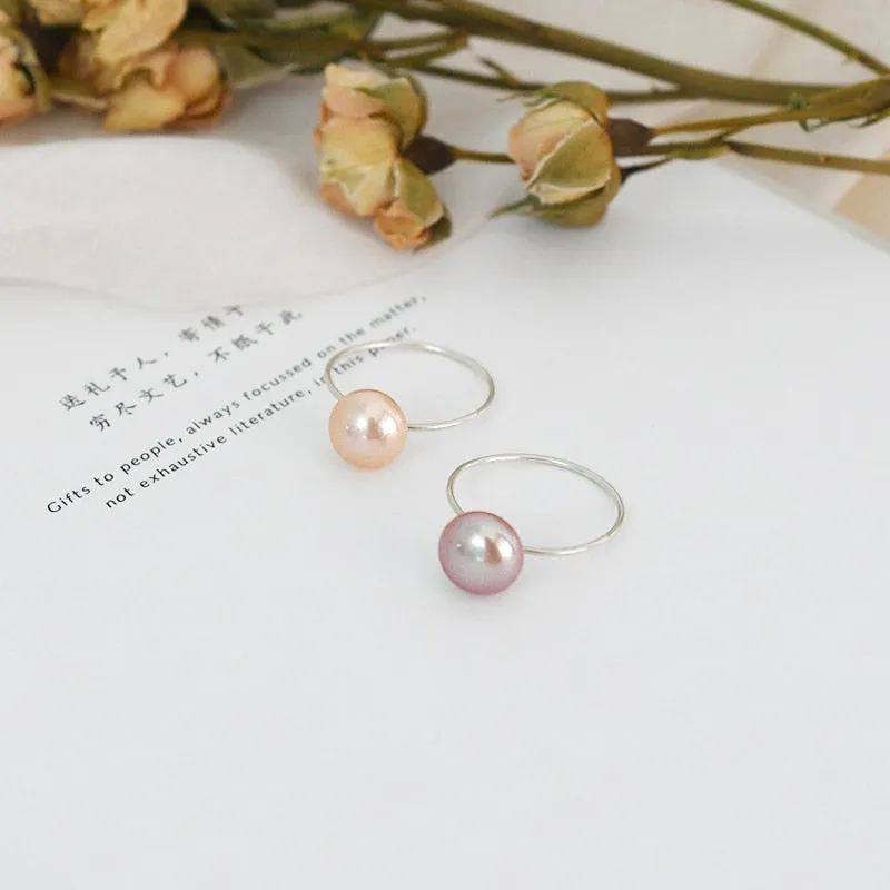 Natural Freshwater Pearl Ring 925 Sterling Silver Wedding Jewelry