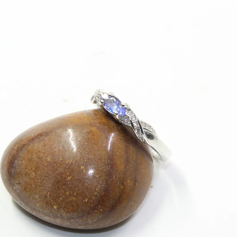 Natural Tanzanite Gemstone Ring for Women 925 Silver Engagement Jewelry