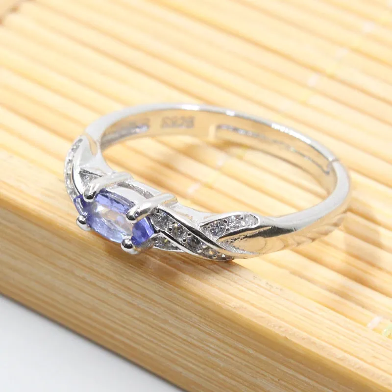 Natural Tanzanite Gemstone Ring for Women 925 Silver Engagement Jewelry