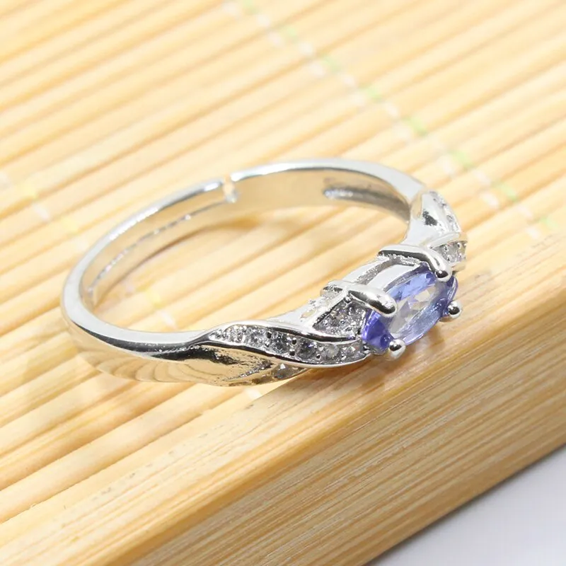 Natural Tanzanite Gemstone Ring for Women 925 Silver Engagement Jewelry