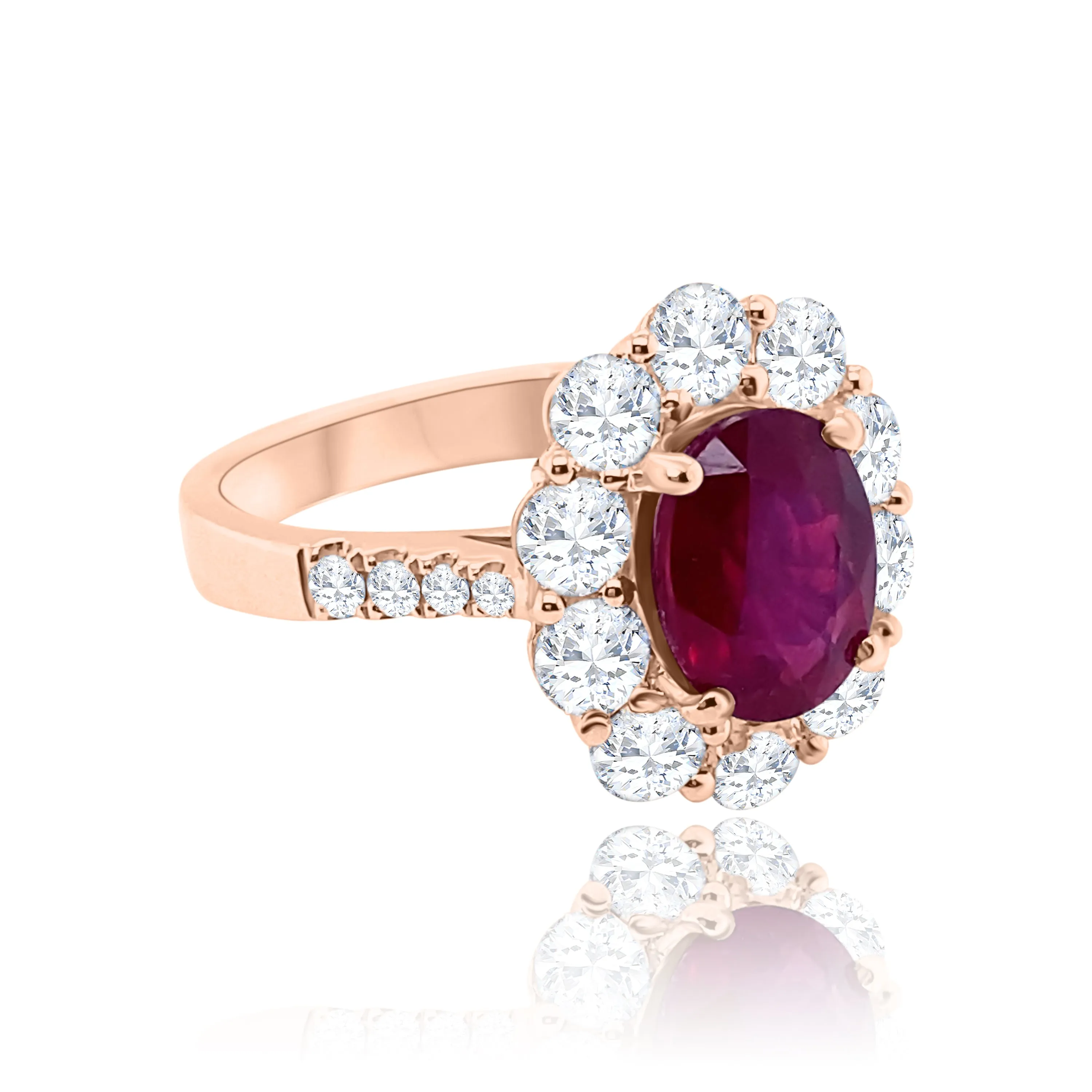 Oval Ruby & Diamonds "romantic " Ring