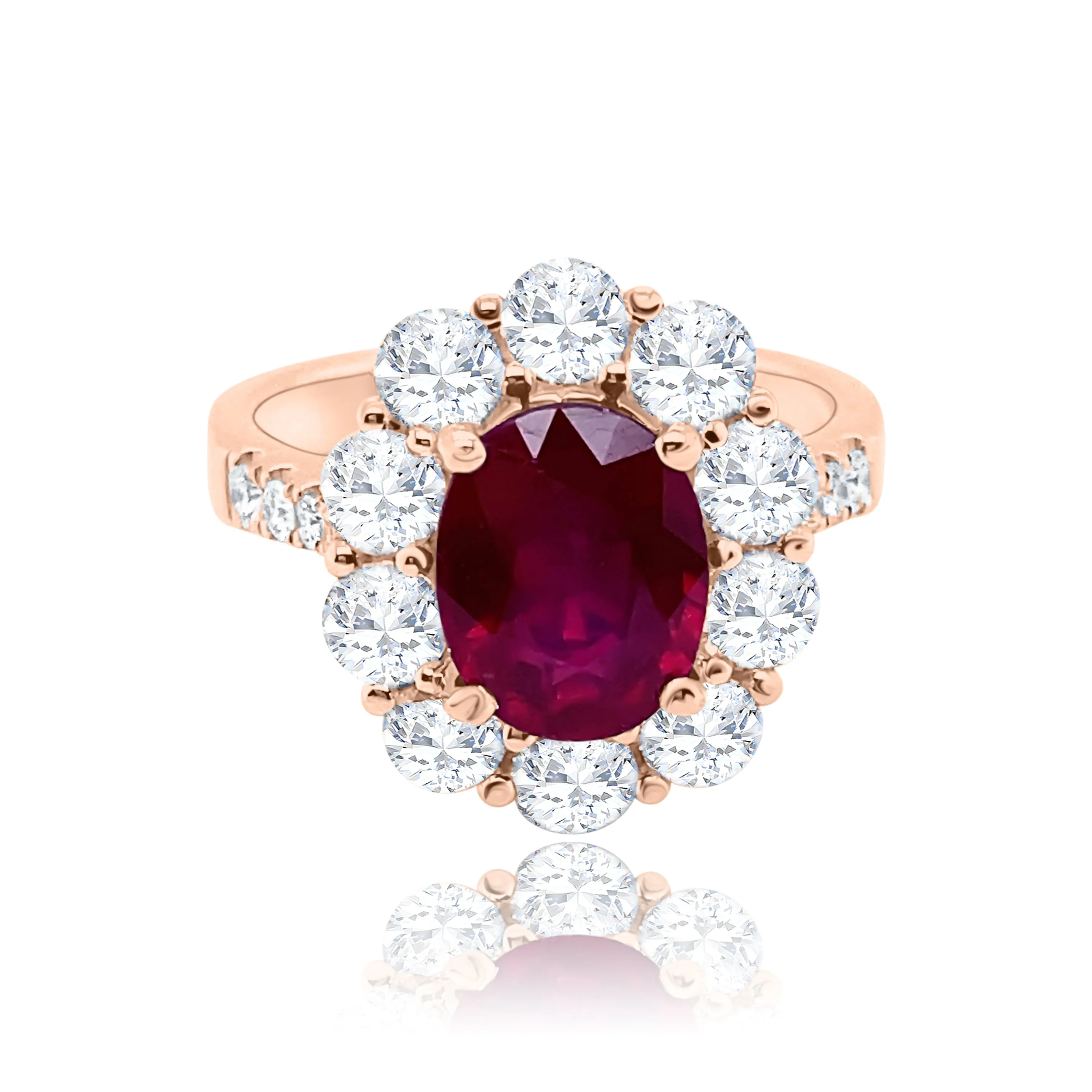 Oval Ruby & Diamonds "romantic " Ring