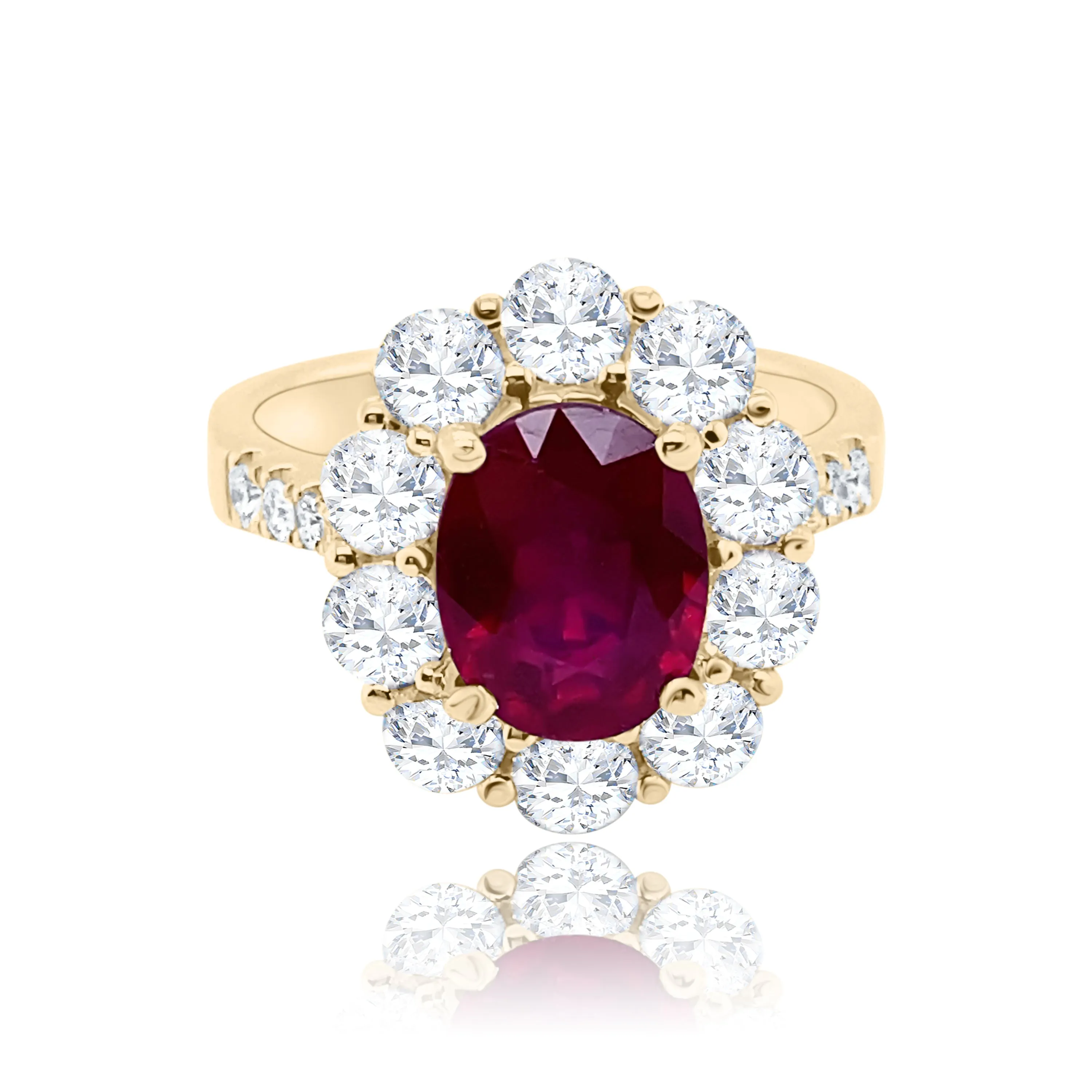 Oval Ruby & Diamonds "romantic " Ring