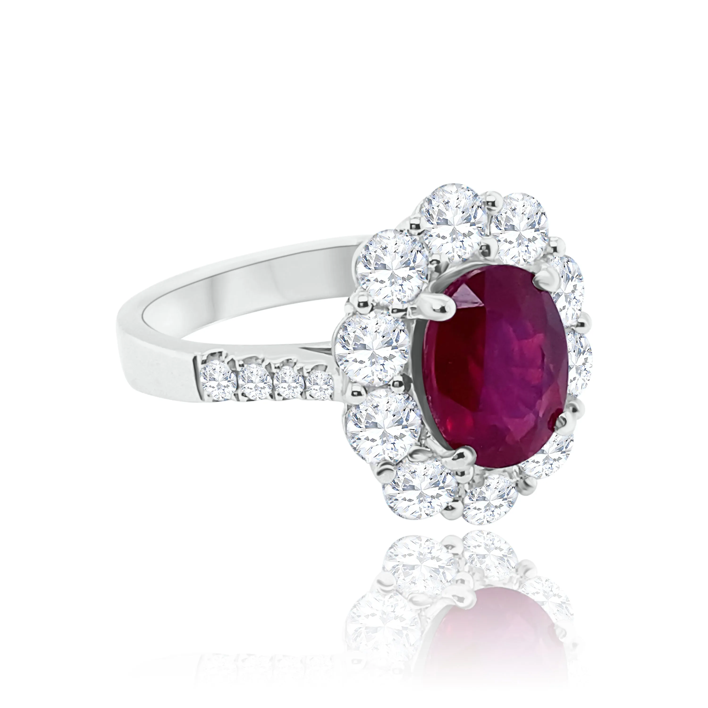 Oval Ruby & Diamonds "romantic " Ring