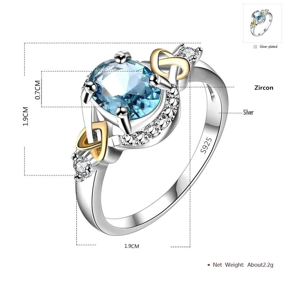 Oval Sky Blue Gemstone Ring For Women 925 Sterling Silver Jewelry