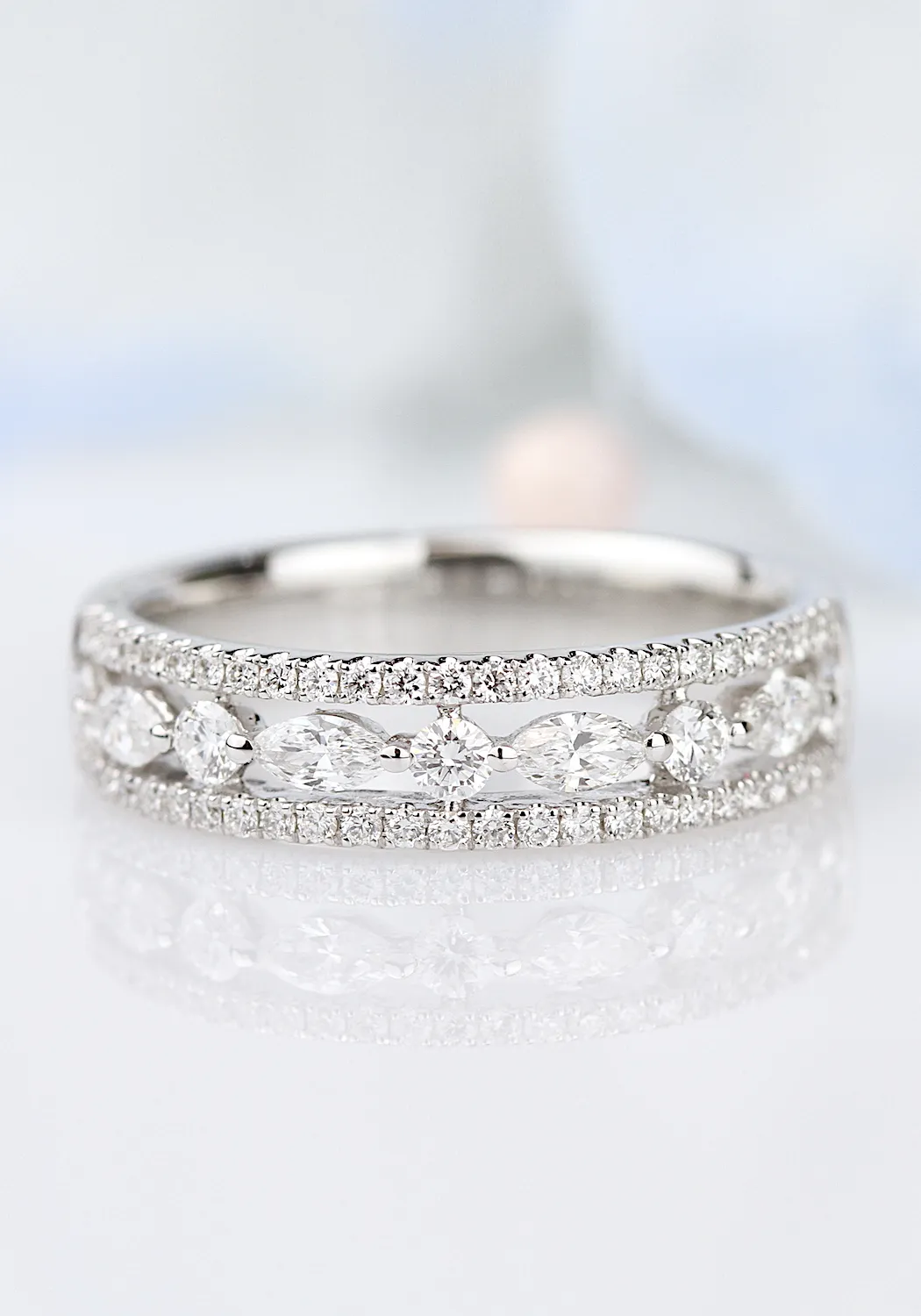 Parade Design 18KWG Round & Marquise Diamond Half Band