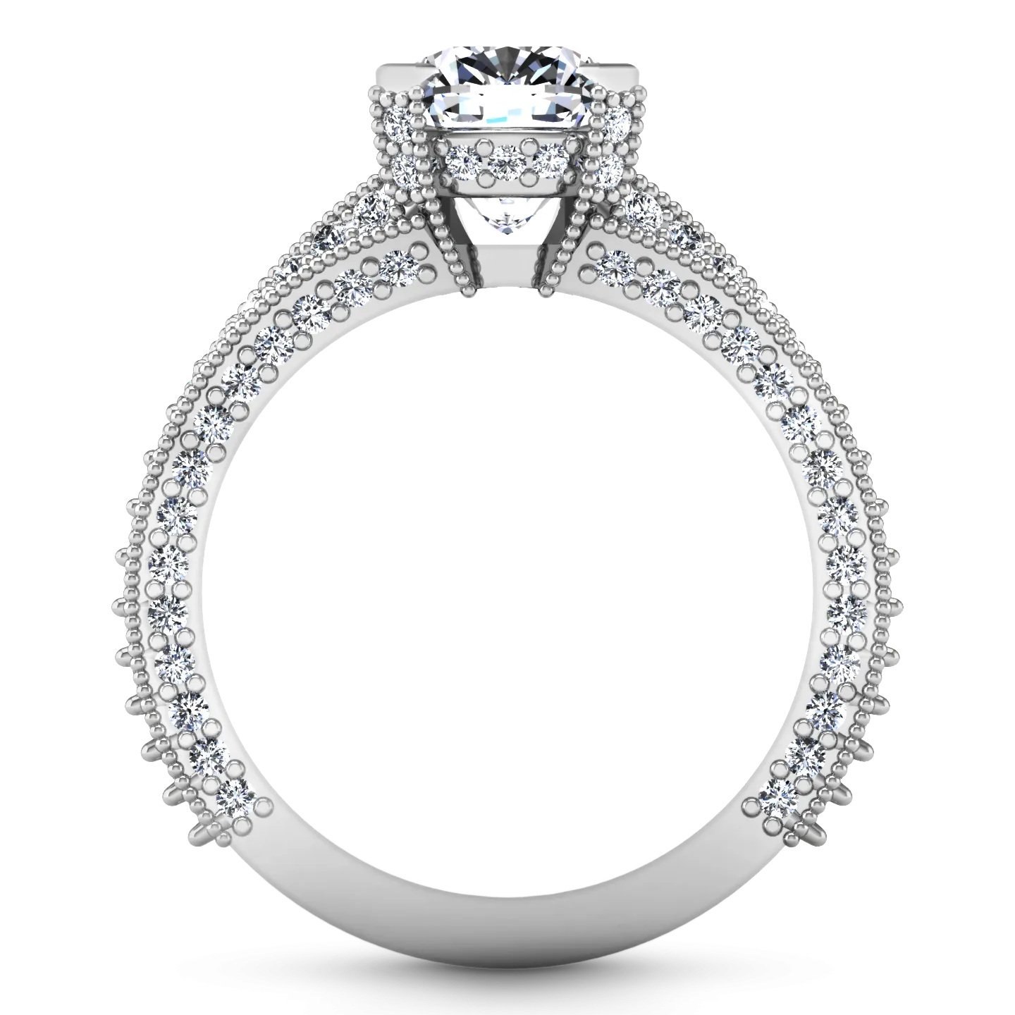 Pave Cushion Cut Engagement Ring Zahra 14K White Gold