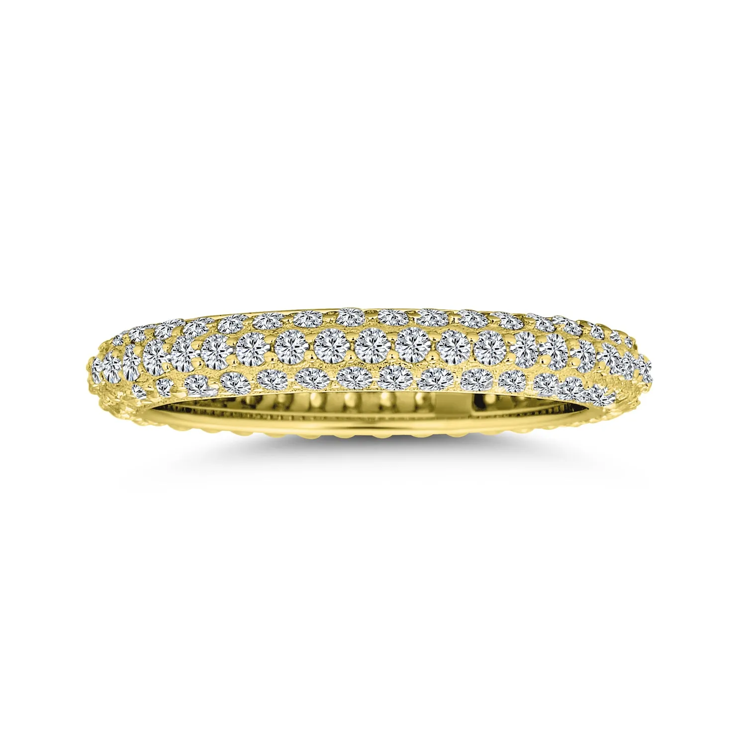 Pave CZ Cocktail Statement Ring 14K Gold Plated Sterling Silver Stackable Band