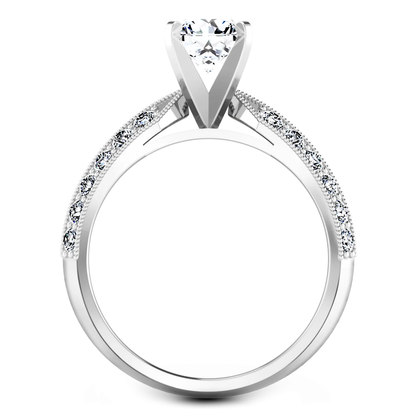 Pave Engagement Ring Amore 14K White Gold