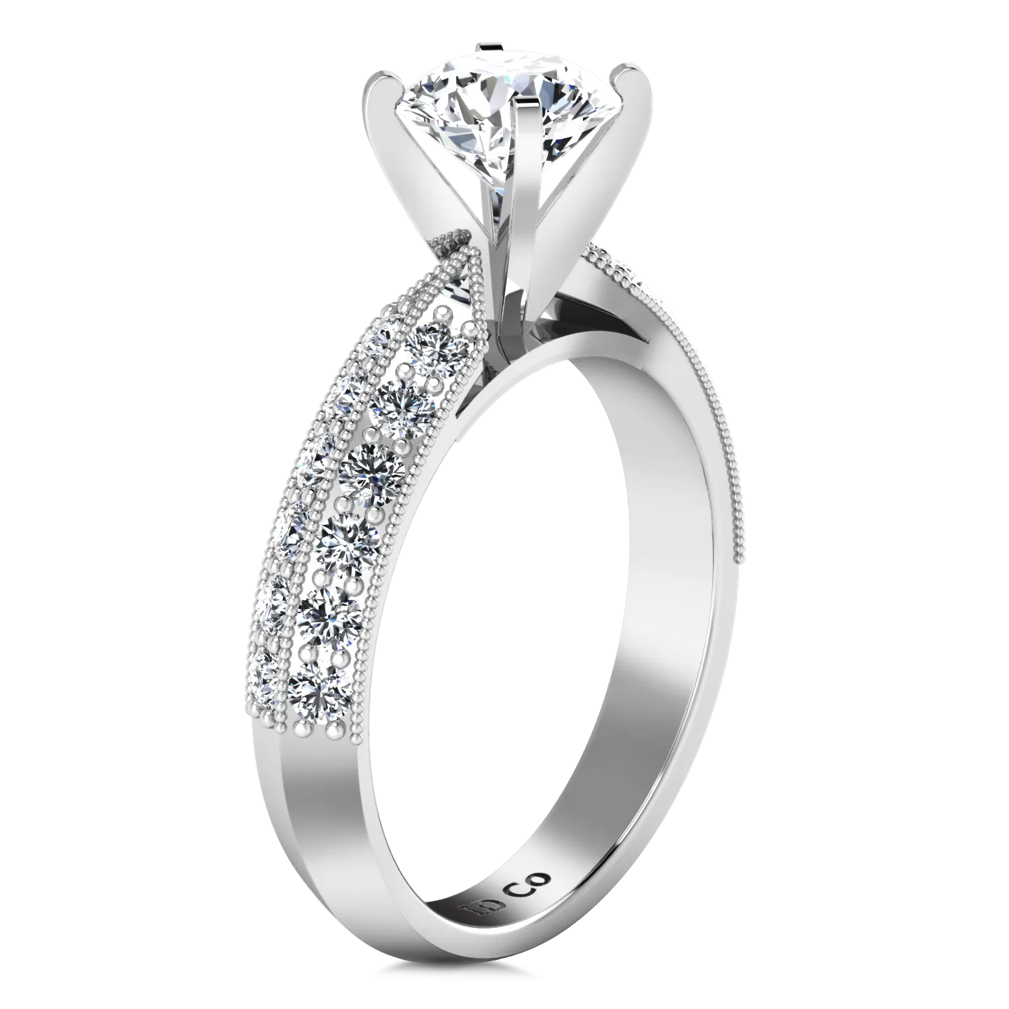 Pave Engagement Ring Amore 14K White Gold