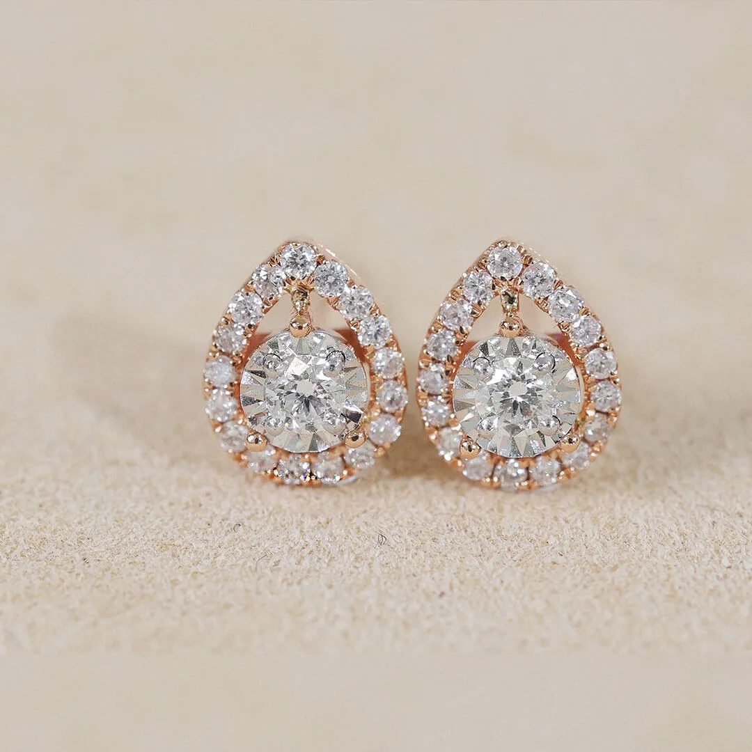 Pear Shaped White Gold Tiny Diamond Stud Earrings