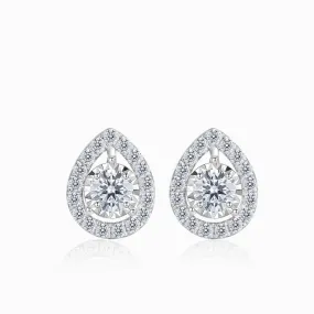 Pear Shaped White Gold Tiny Diamond Stud Earrings