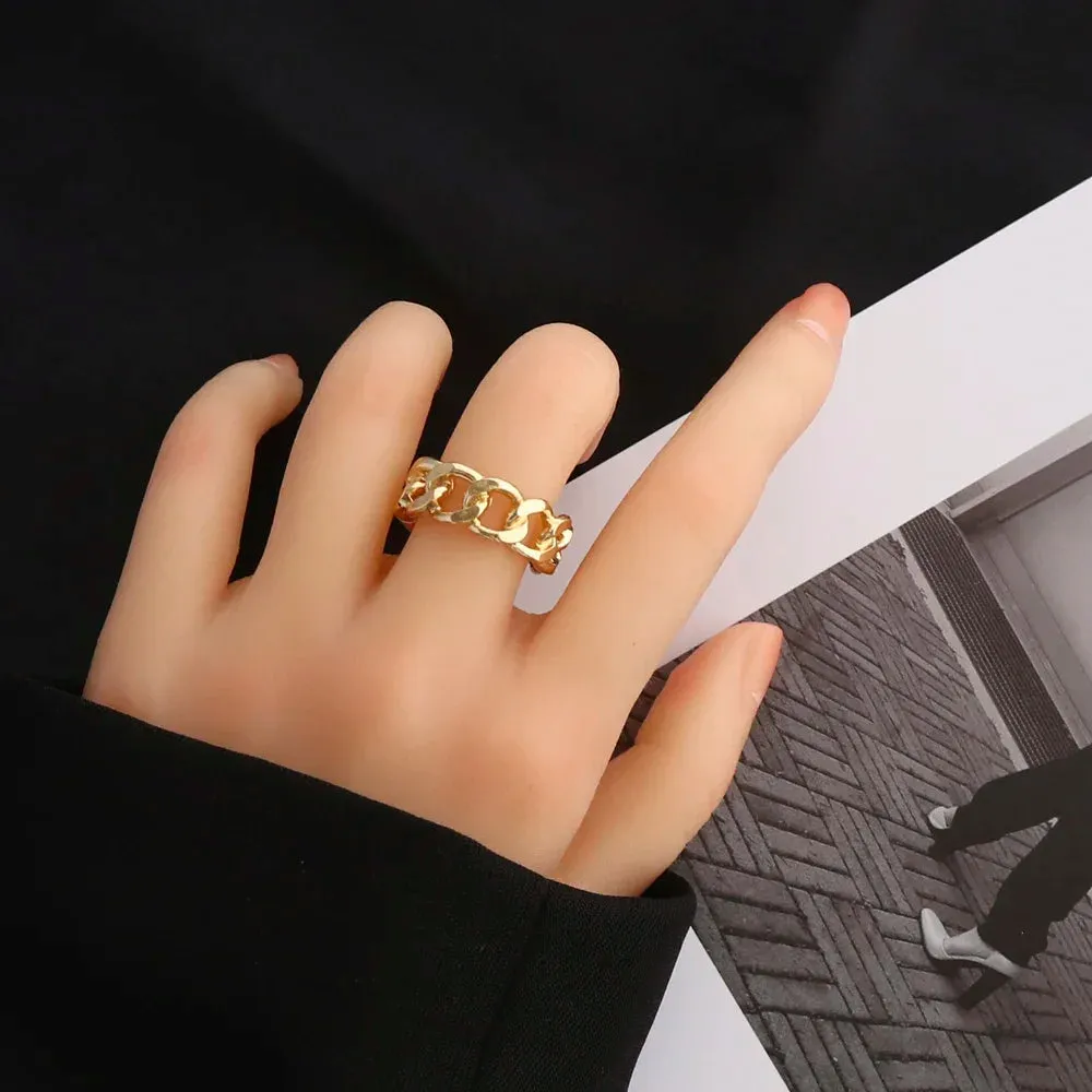 Punk Metal Geometry Circular Opening Index Buckle Joint Jewelry Gifts Ring