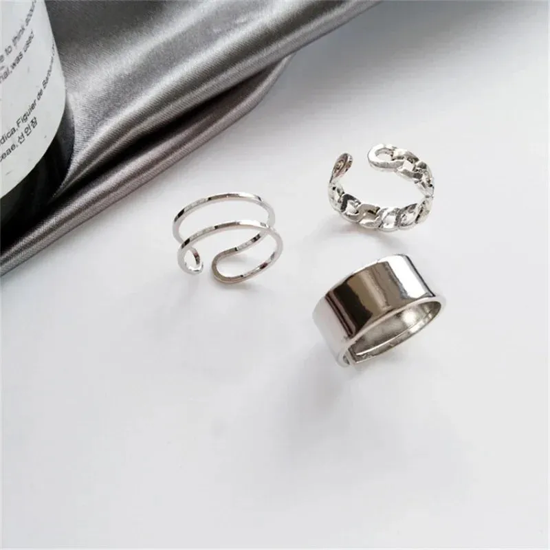 Punk Metal Geometry Circular Opening Index Buckle Joint Jewelry Gifts Ring