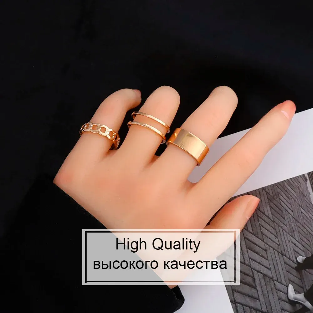 Punk Metal Geometry Circular Opening Index Buckle Joint Jewelry Gifts Ring