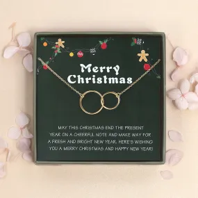 "Merry Christmas" Card and Infinity Rings Necklace