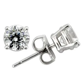 Rhodium 925 Sterling Silver Earrings with AAA Grade CZ in Clear for Women Clear Stone Color Style 0W172