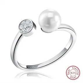 Romantic 925 Sterling Silver with Genuine Zircone Pearl