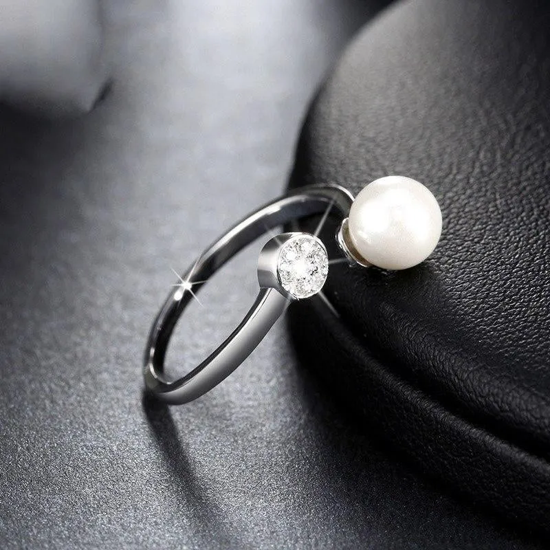 Romantic 925 Sterling Silver with Genuine Zircone Pearl