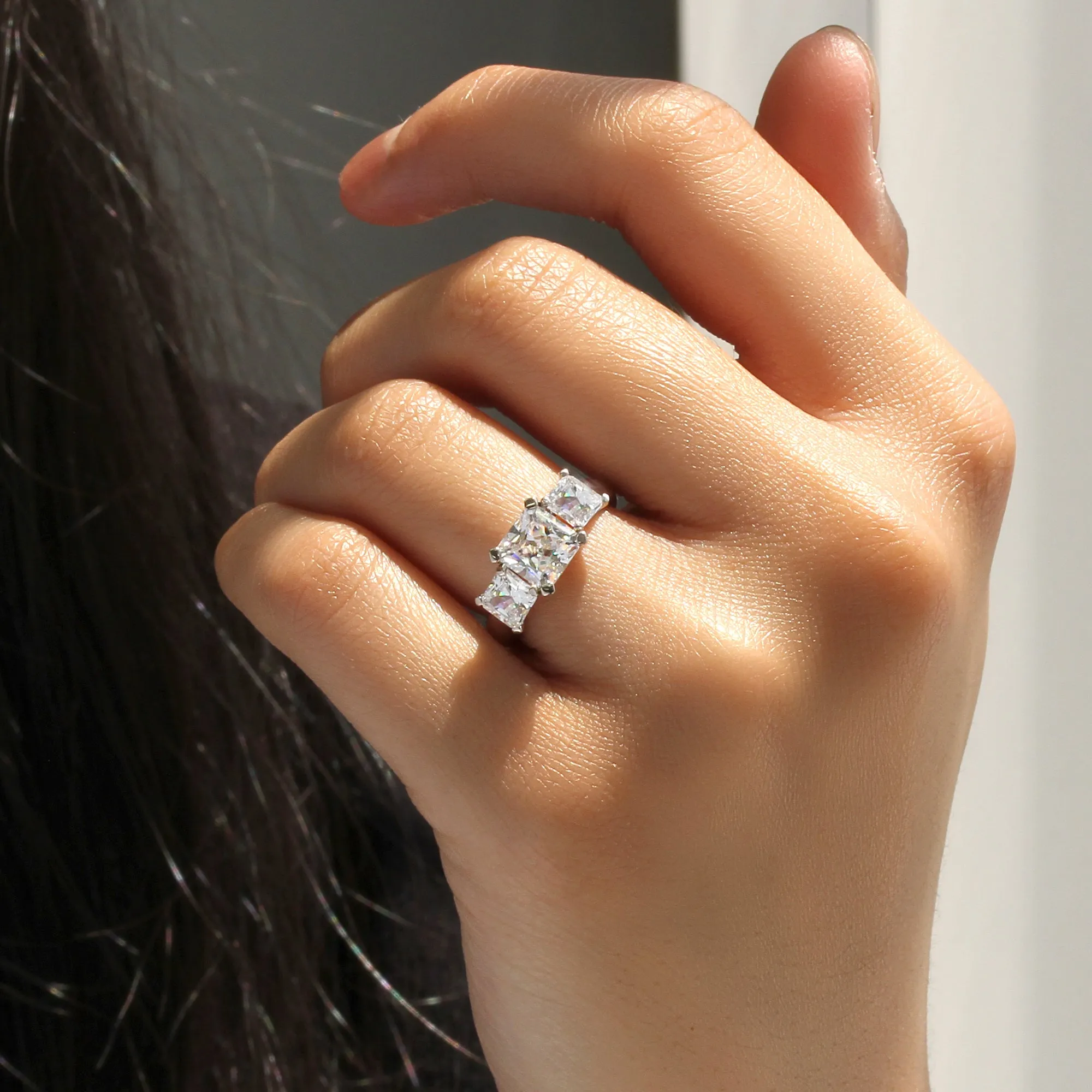 Romantic Journey Princess Three Stone Ring