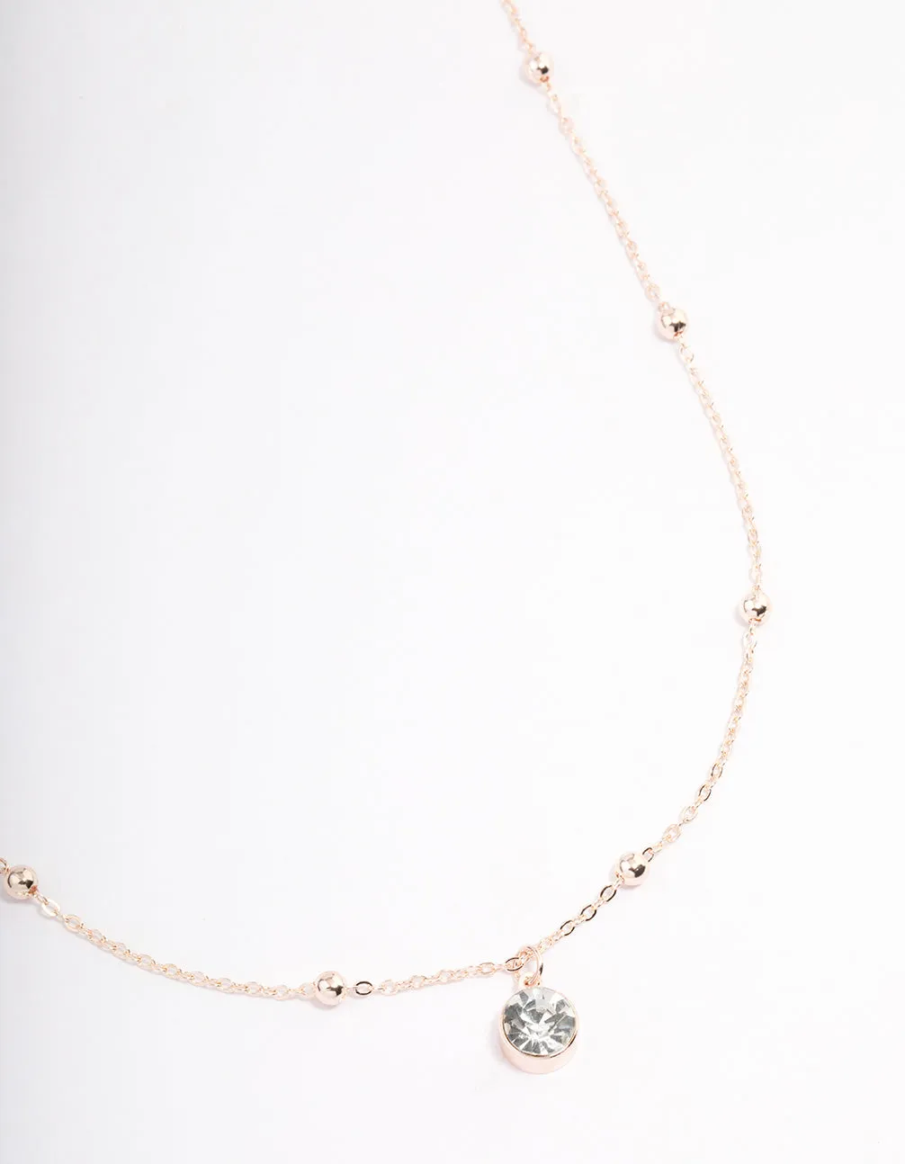 Rose Gold Diamante Satelite Chain Necklace