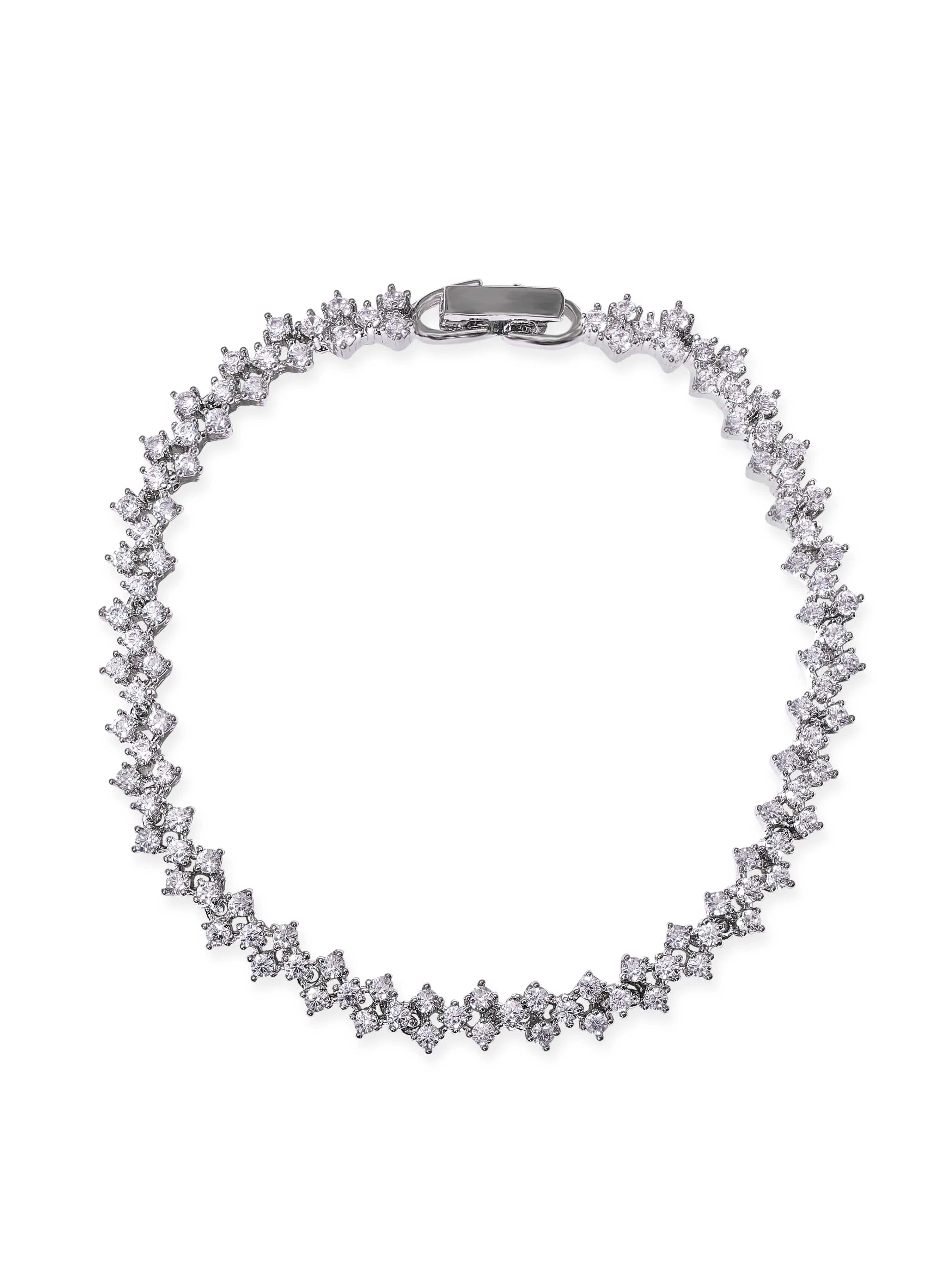 Rubans Rhodium plated Zirconia studded chic Classy Bracelet