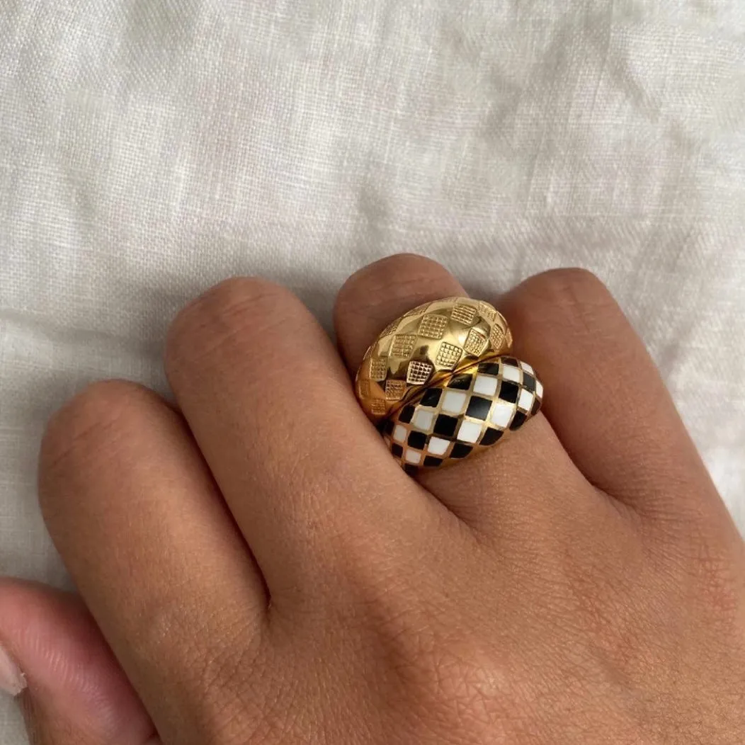 Ruby Red Checker Ring