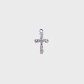 Silver Crystal Cross Charm