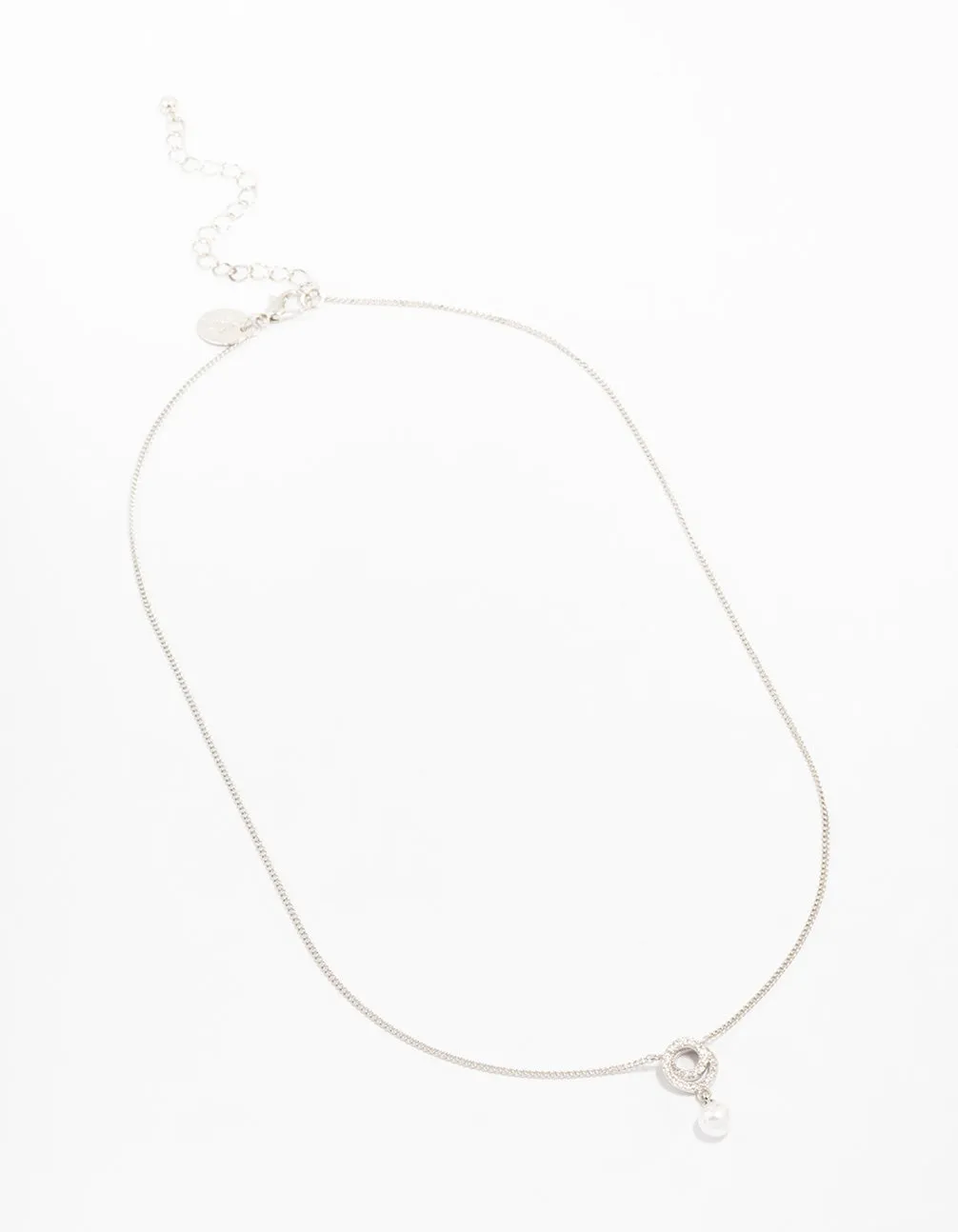 Silver Cubic Zirconia Swirl Pearl Necklace