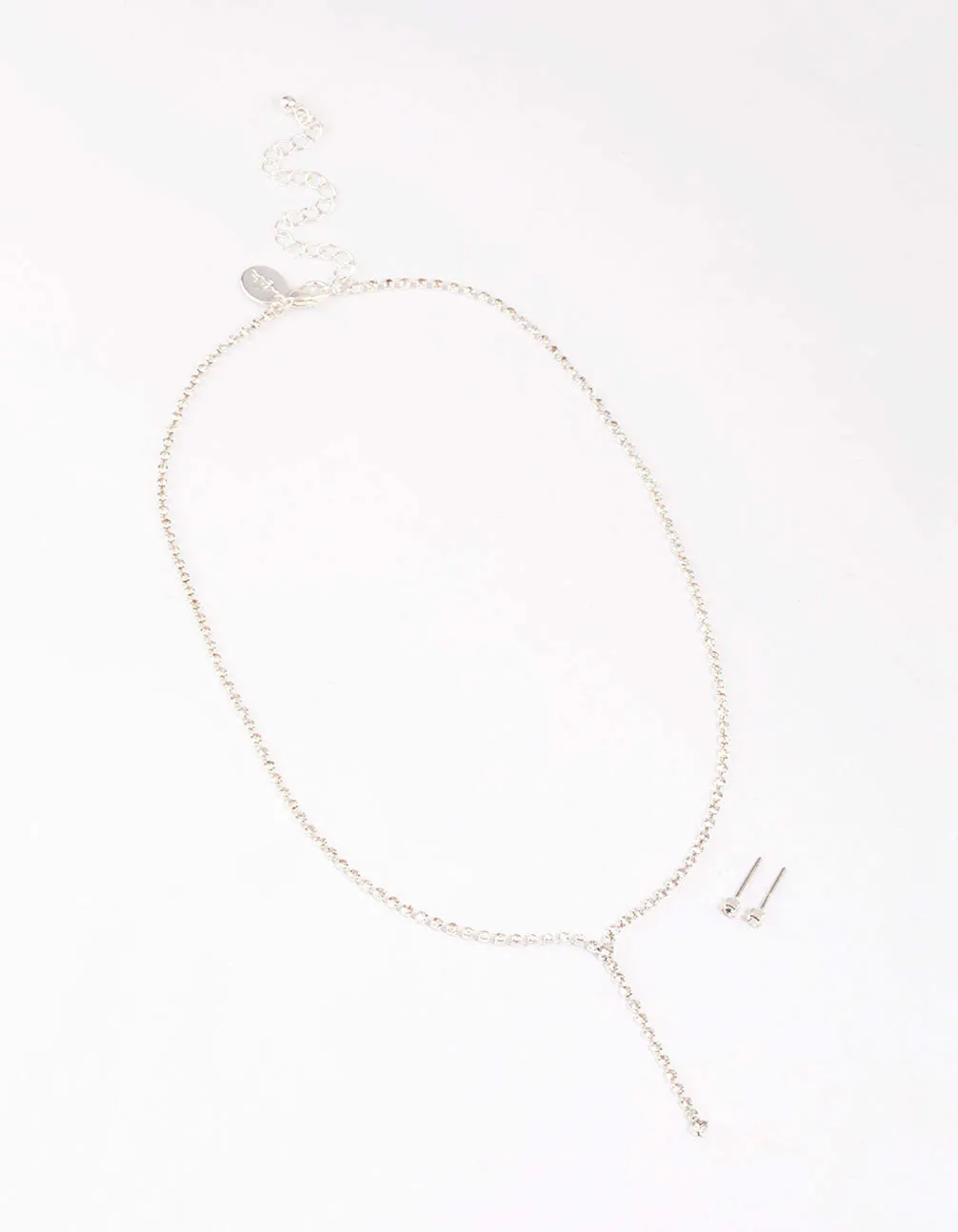 Silver Cup Chain Y-Shaped Necklace & Earring Set