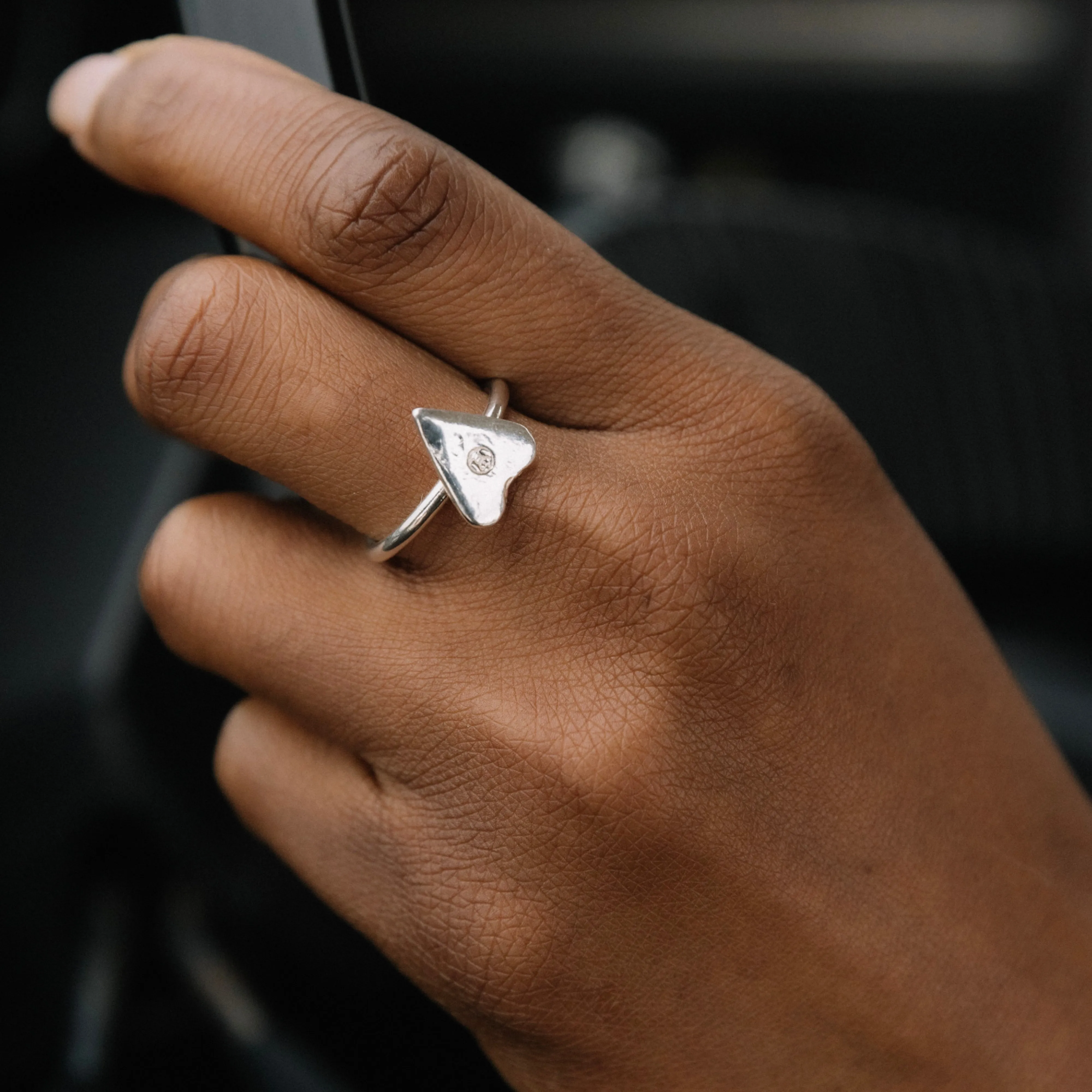 Silver Mini Heart Love Struck Ring