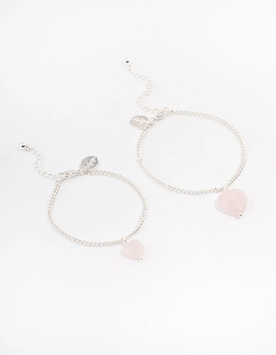 Silver Plated Rose Quartz Bracelet Pack