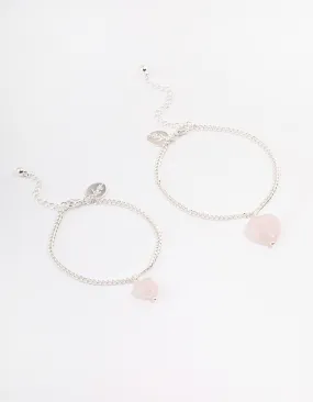 Silver Plated Rose Quartz Bracelet Pack