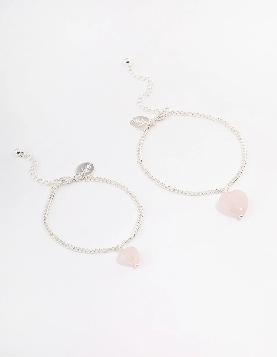 Silver Plated Rose Quartz Bracelet Pack